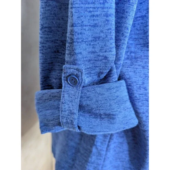 T by Talbots Open Front Cardigan Sweater Medium Blue Pockets Roll Tab Sleeves - Picture 5 of 9